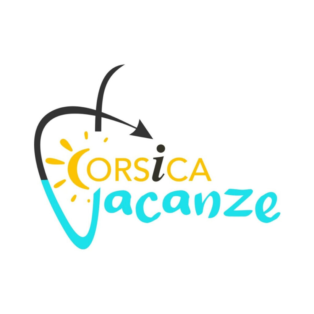 Ce logo vibrant incarne l'atmosphère estivale et méditerranéenne de la Corse, idéal pour des vacances ensoleillées et relaxantes.